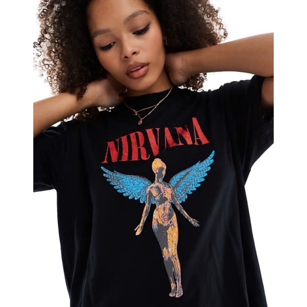 Nirvana In Utero Graphic T-Shirt Black Size L Band Tee 100% Cotton